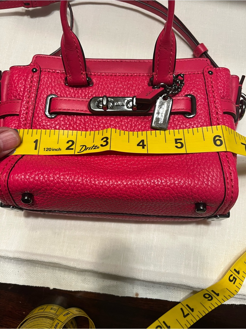 Coach Pebbled Leather Satchel in Hot Pink - Picture 9 of 10